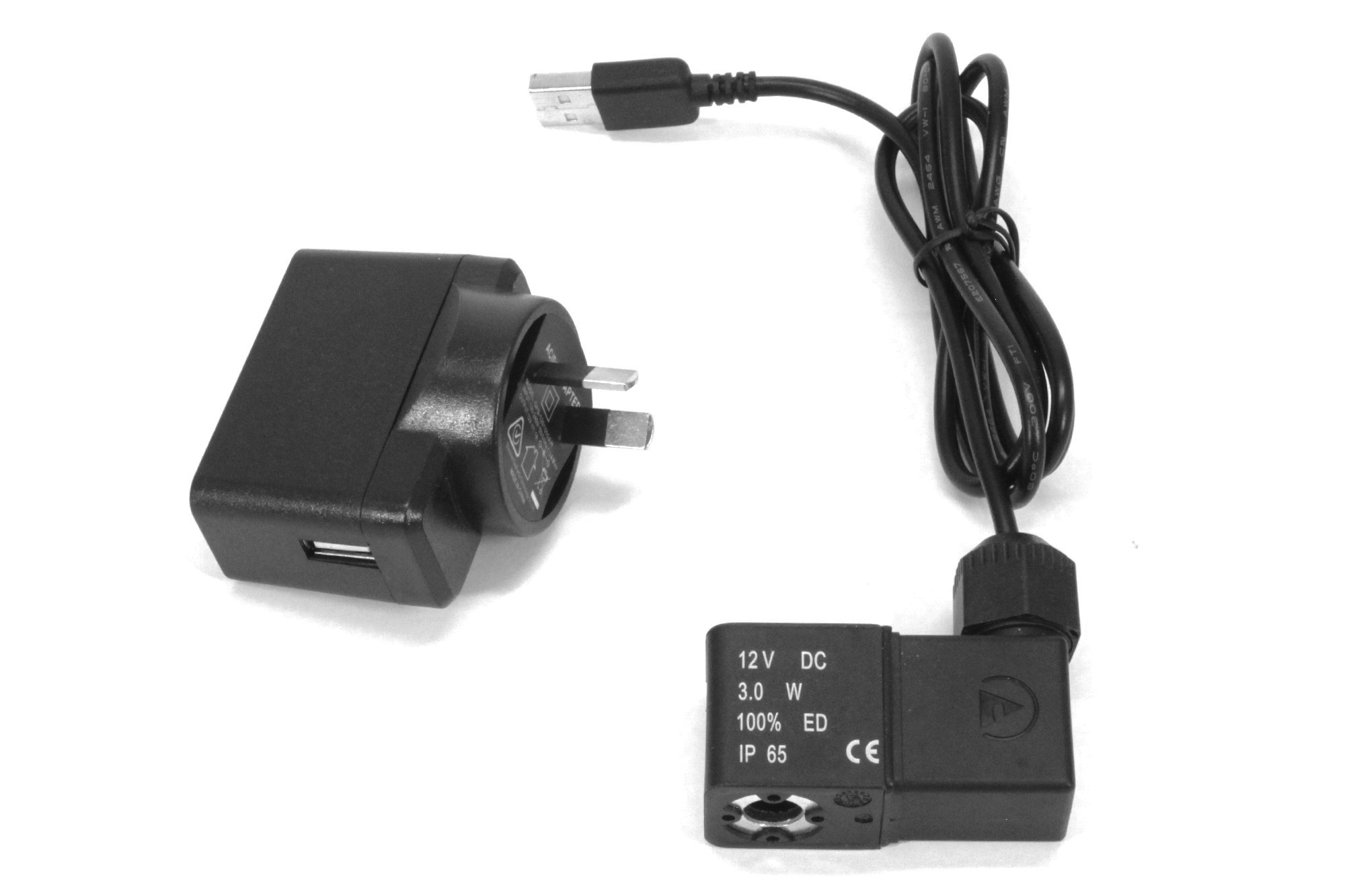 12v DC USB-magnetventil og Australien og New Zealand-transformer
